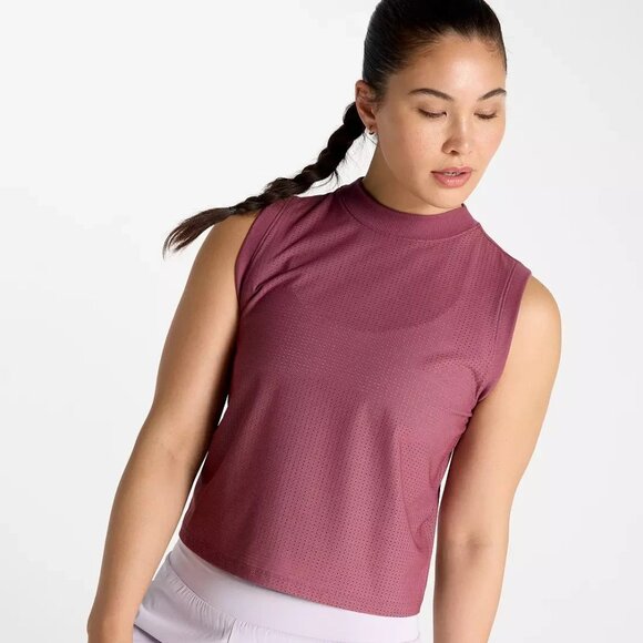 CALIA Women's Open Mesh Mock Neck Sleeveless Tank Mauveberry Size XL Pull Over - Picture 5 of 5